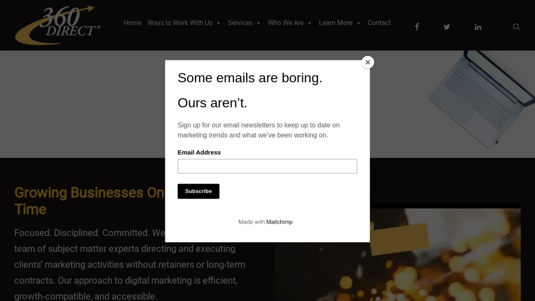 Screenshot of 360 Direct's Website