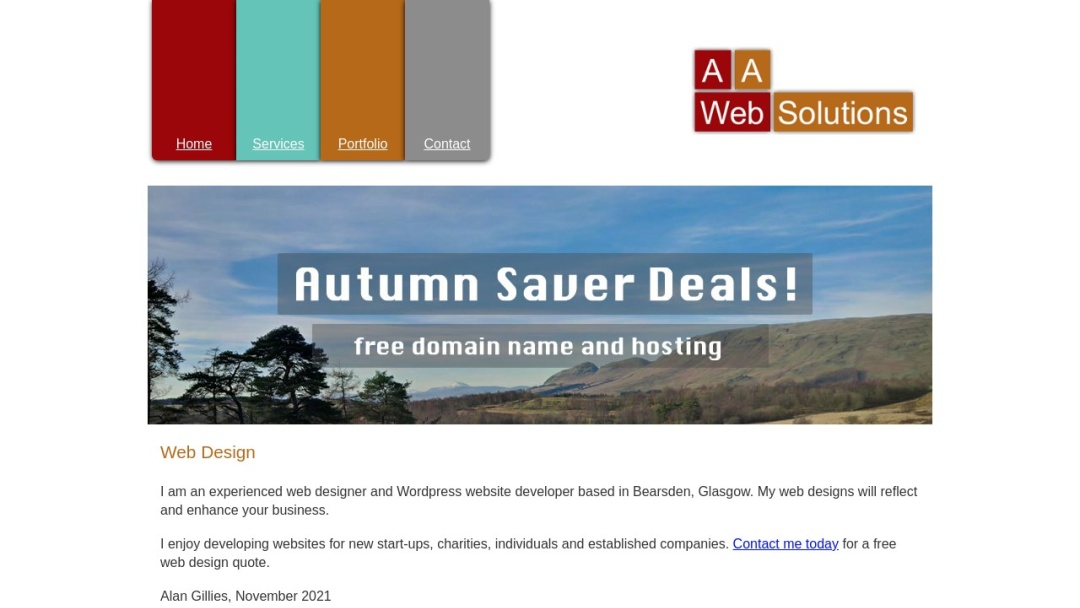 Screenshot of AA Web Solutions's Website