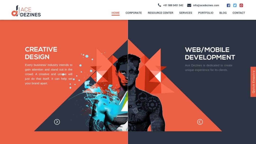 Screenshot of Ace Dezines's Website