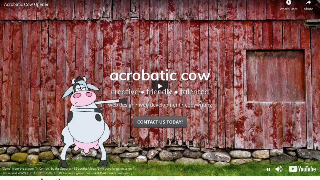 Screenshot of Acrobatic Cow's Website