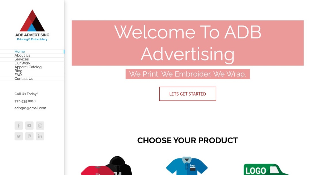 Screenshot of ADB Advertising Corp.'s Website