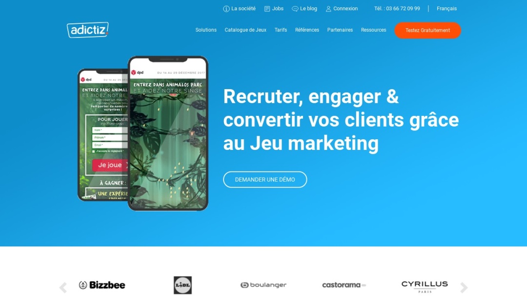 Screenshot of Adictiz's Website