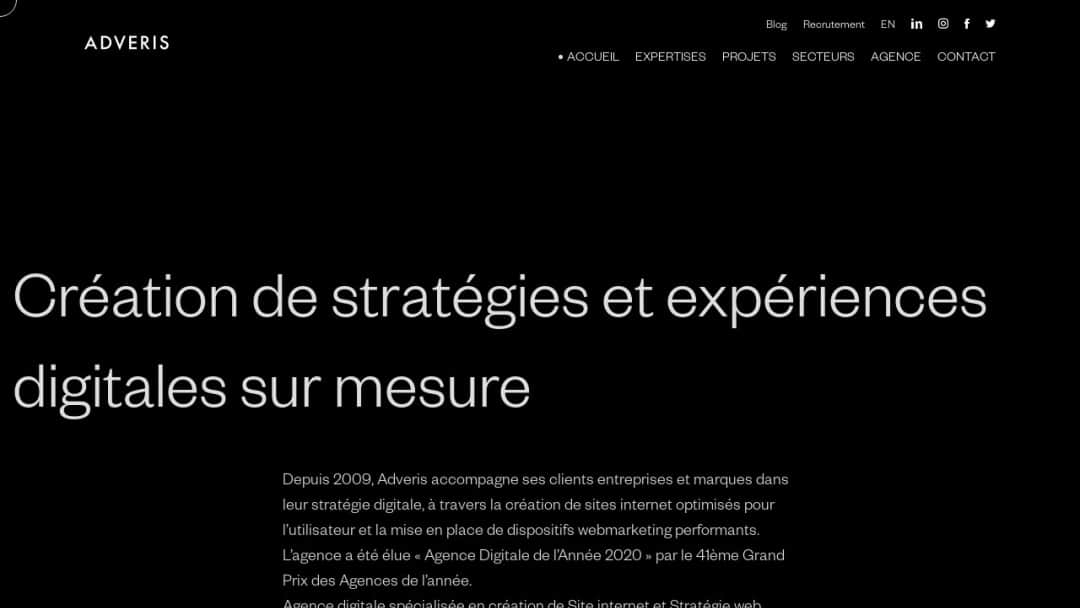 Screenshot of Adveris's Website