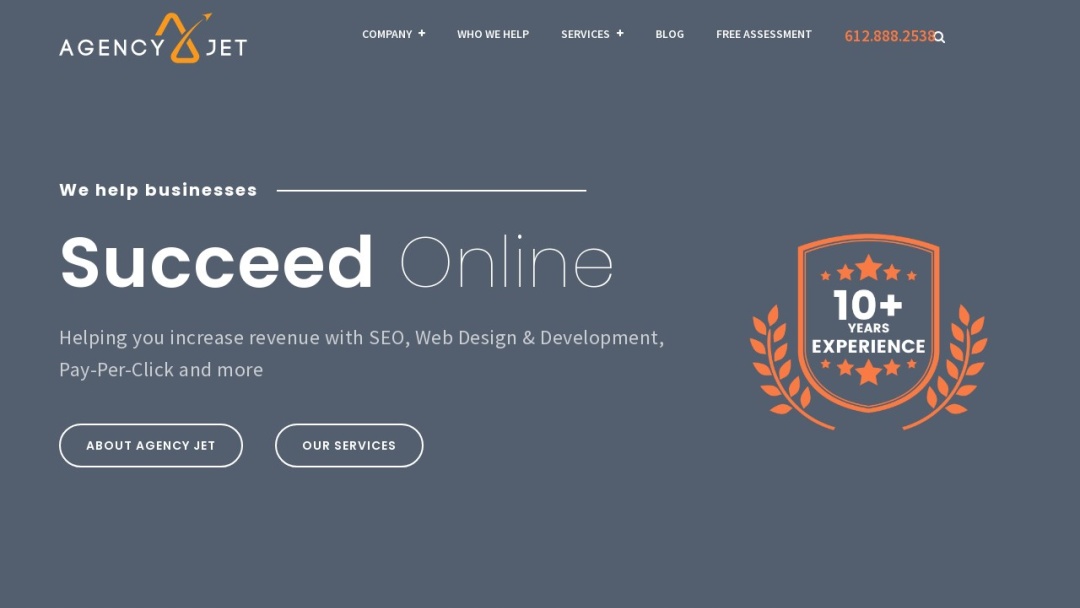 Screenshot of Agency Jet's Website