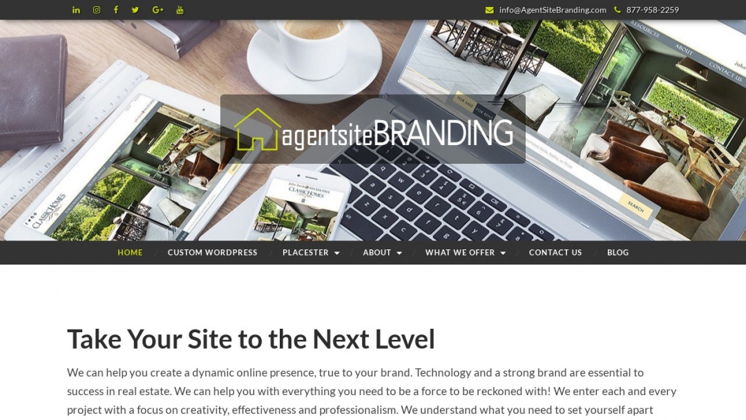 Screenshot of Agent Site Branding's Website