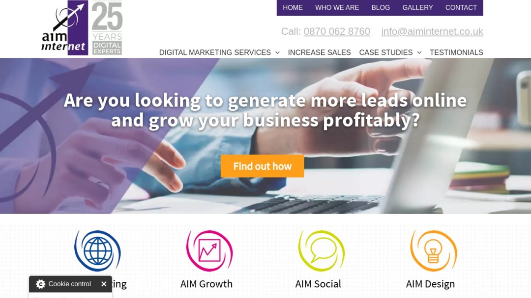 Screenshot of AIM Internet's Website