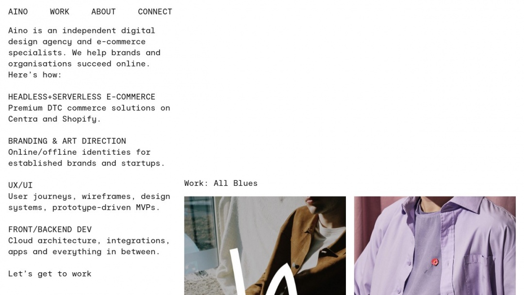 Screenshot of Aino's Website