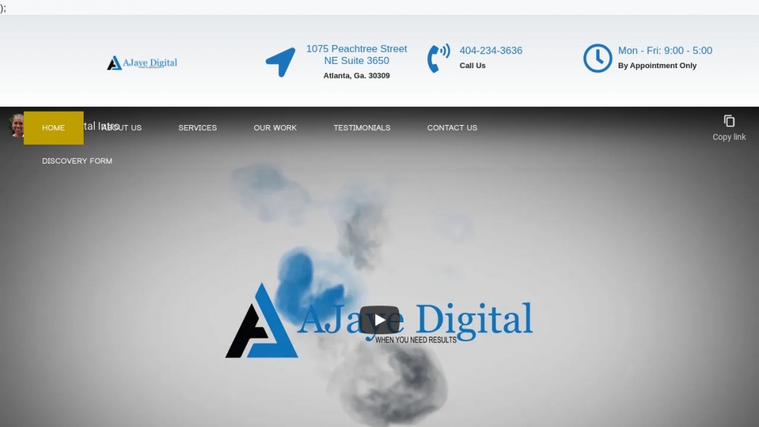 Screenshot of Ajaye Digital's Website