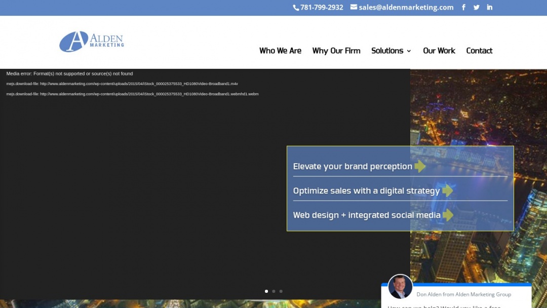 Screenshot of Alden Marketing Group Inc.'s Website