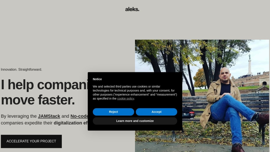 Screenshot of Aleks Basara's Website