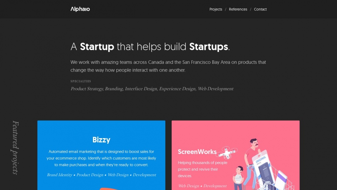 Screenshot of Alphaio's Website