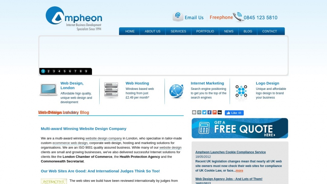 Screenshot of Ampheon Web Design London's Website