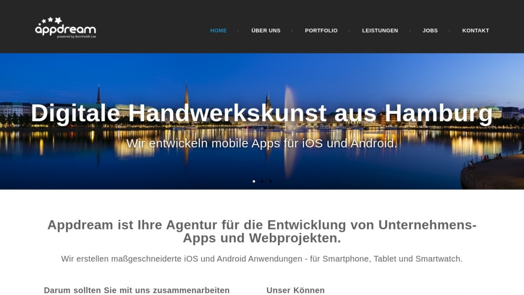 Screenshot of Appdream AG's Website