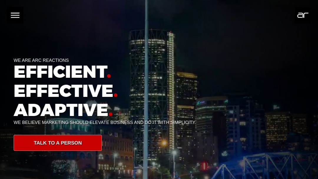 Screenshot of Arc Reactions Inc's Website