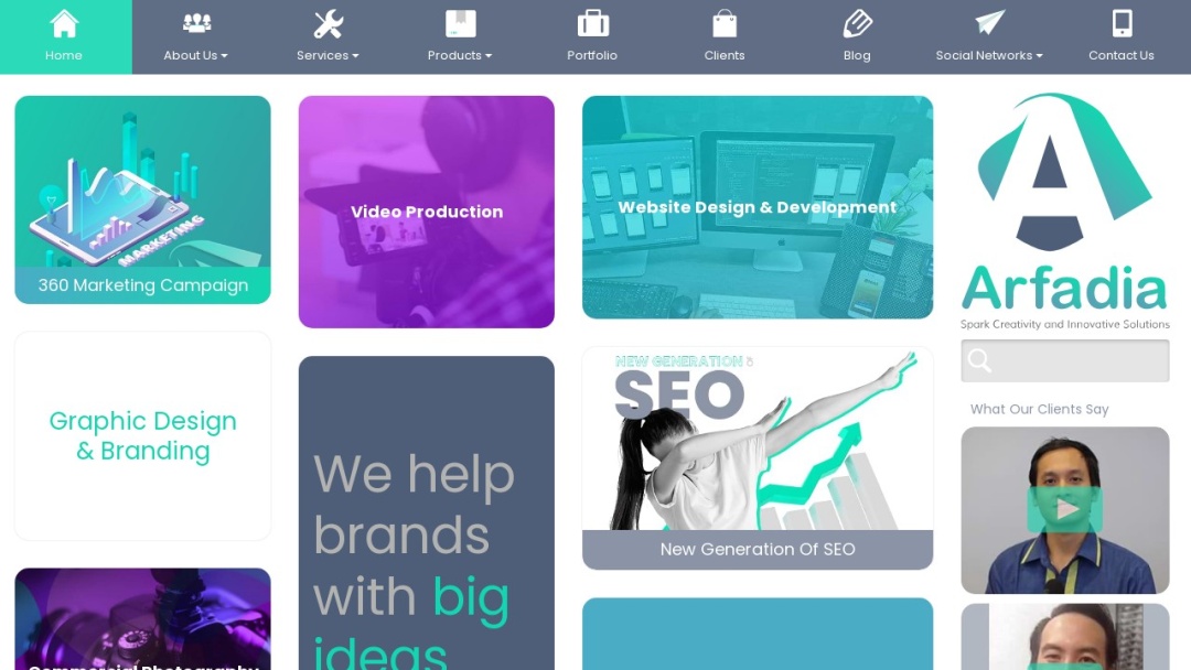 Screenshot of Arfadia's Website