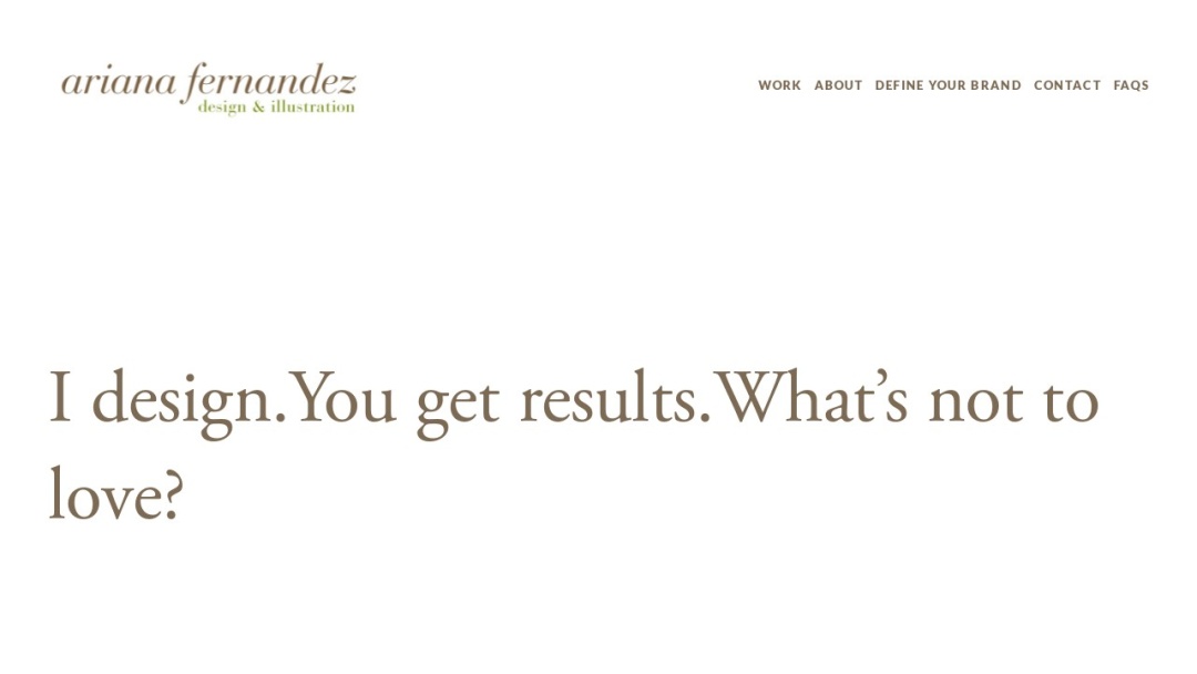 Screenshot of Ariana Fernandez Graphic Designer's Website