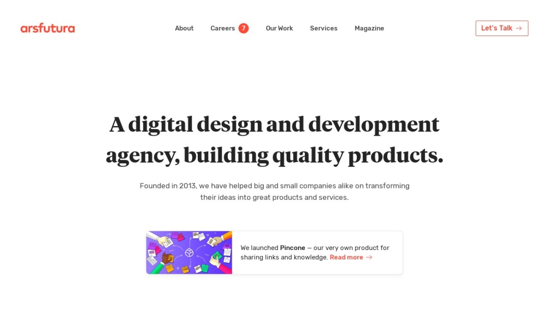 Screenshot of Ars Futura's Website