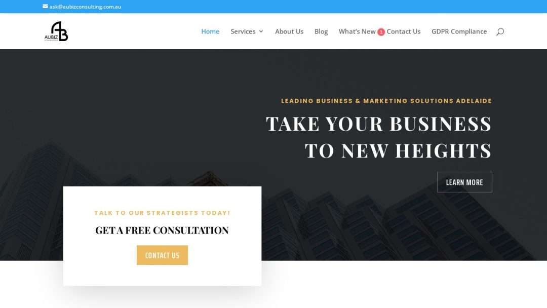 Screenshot of AuBiz Consulting Pty Ltd's Website