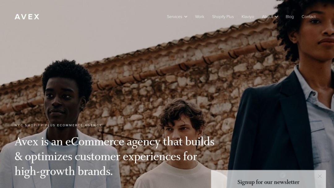 Screenshot of Avex Designs's Website