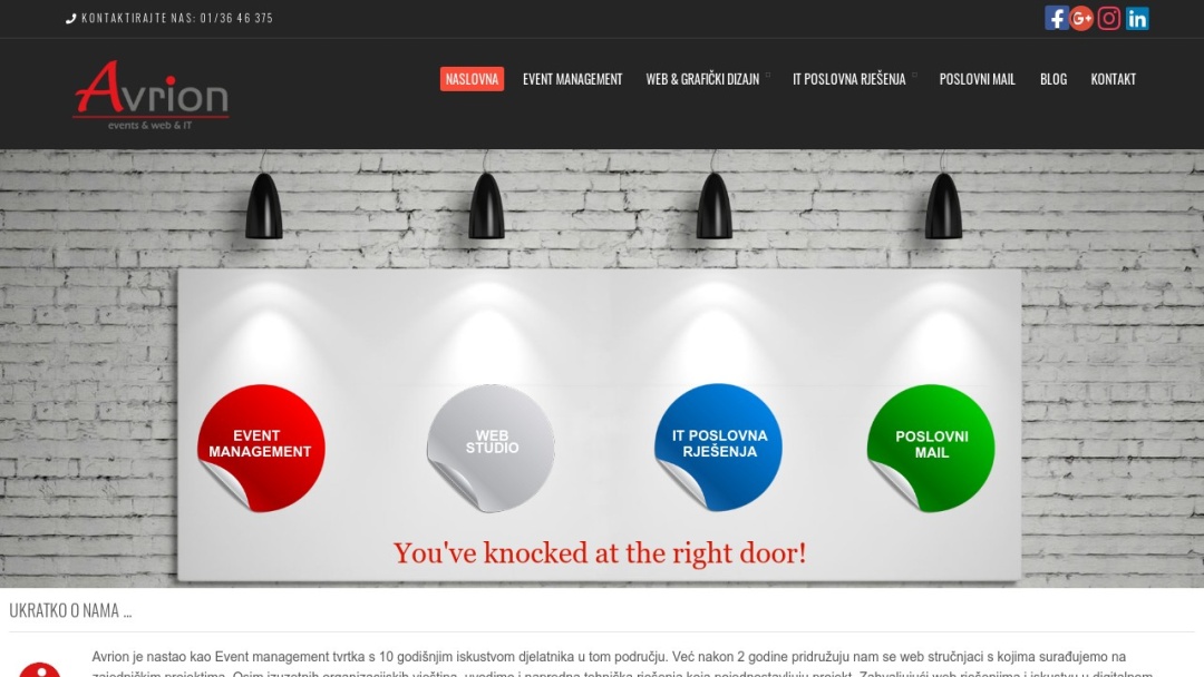 Screenshot of Avrion d.o.o.'s Website