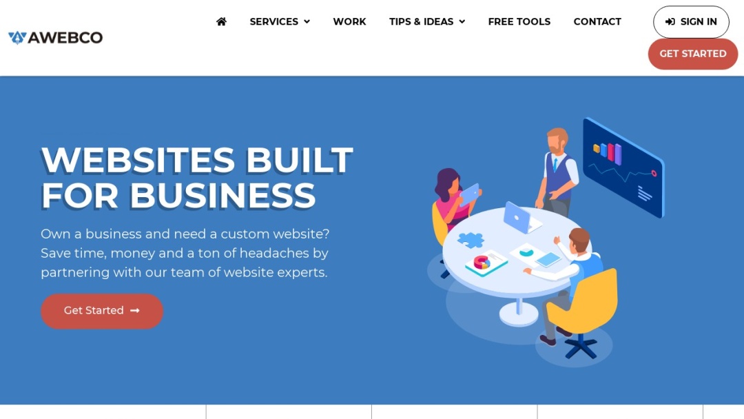 Screenshot of AWEBCO's Website