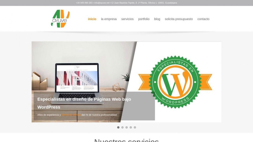 Screenshot of Ayuve's Website