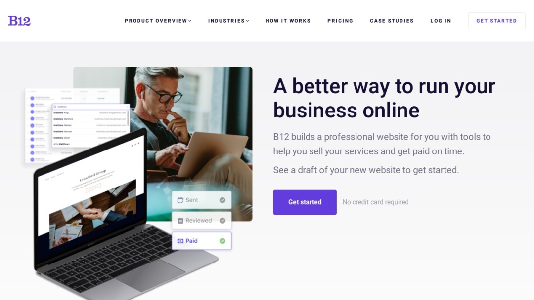 Screenshot of B12's Website