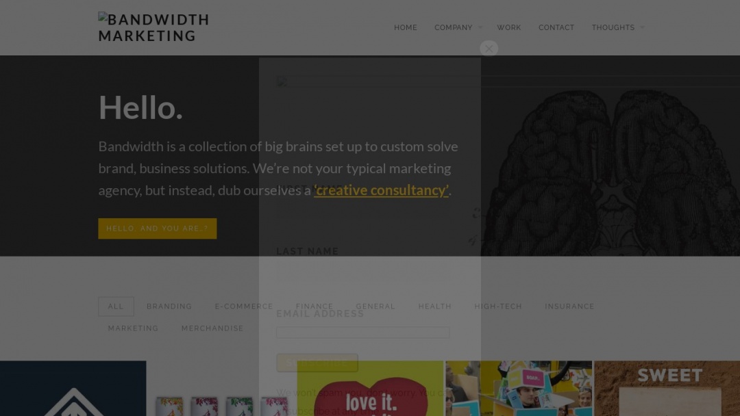 Screenshot of Bandwidth Marketing Group's Website