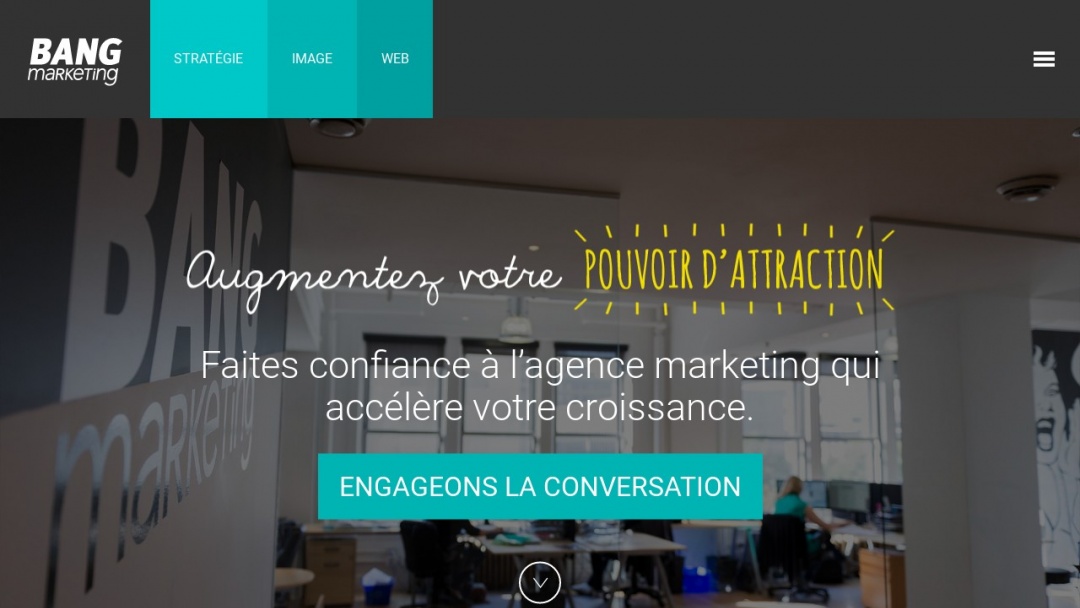 Screenshot of Bang Marketing's Website