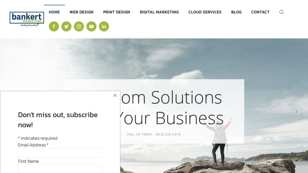 Screenshot of Bankert Marketing Inc.'s Website