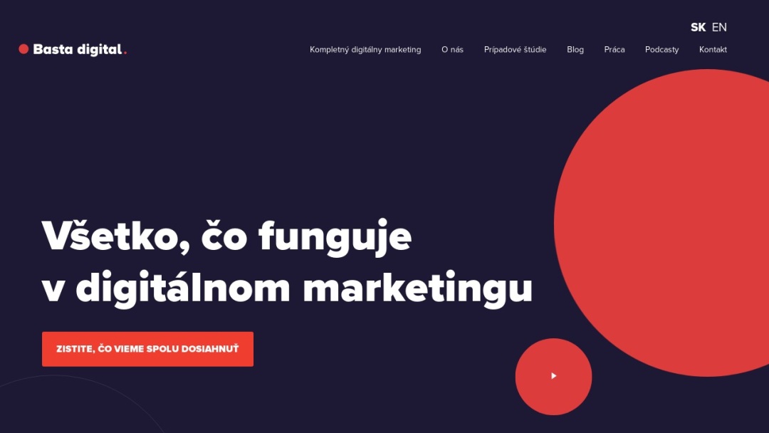 Screenshot of Basta digital's Website