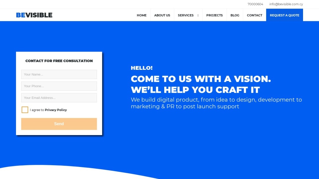 Screenshot of BEVISIBLE's Website