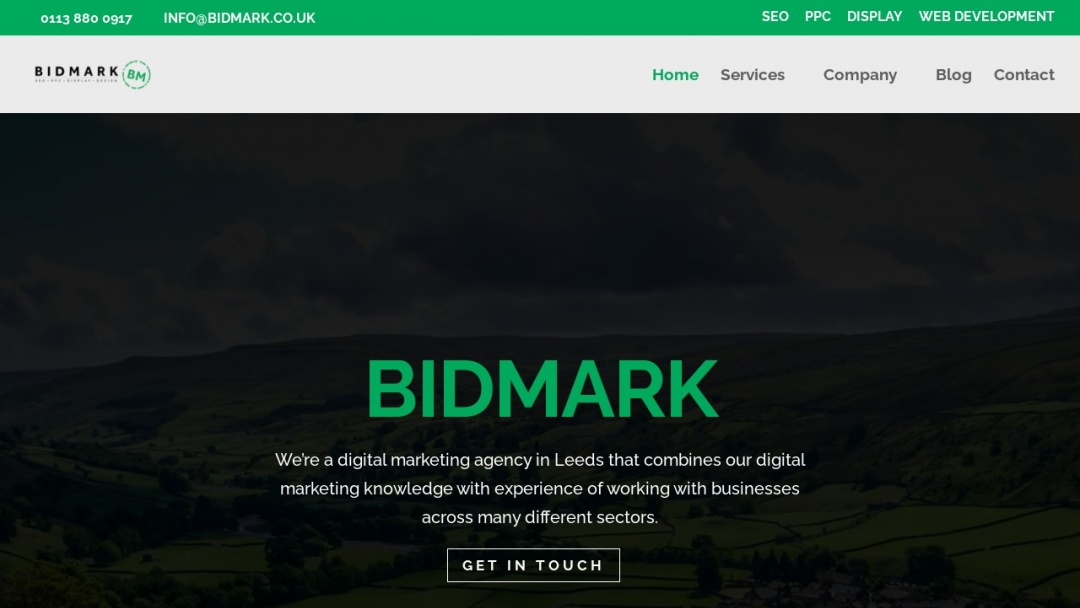 Screenshot of Bidmark's Website