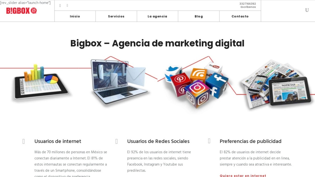 Screenshot of Bigbox's Website