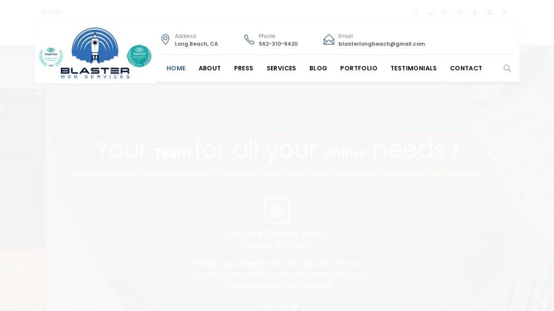 Screenshot of Blaster Web Services's Website