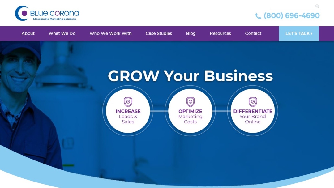 Screenshot of Blue Corona's Website