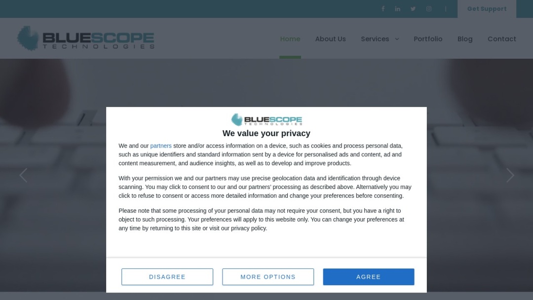 Screenshot of Bluescope Technologies's Website