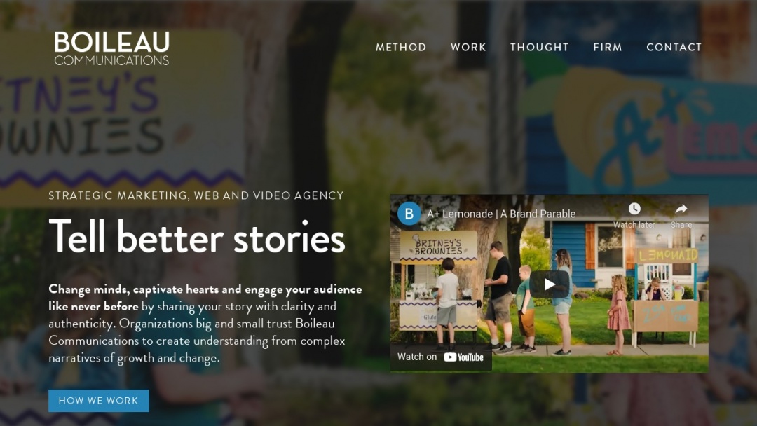 Screenshot of Boileau Communications Management's Website