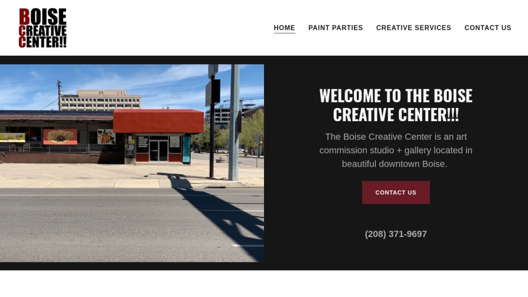 Screenshot of Boise Creative Center's Website
