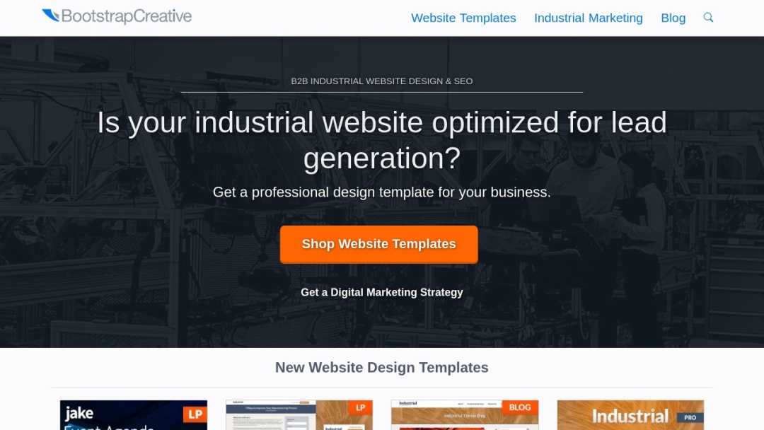 Screenshot of Bootstrap Creative's Website