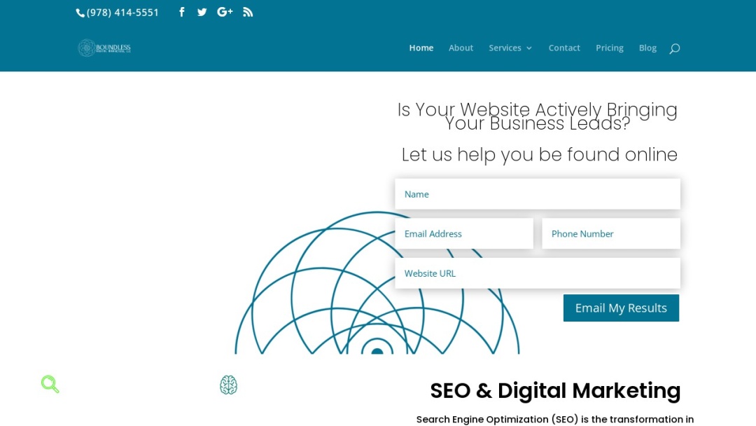 Screenshot of Boundless Digital Marketing LLC's Website