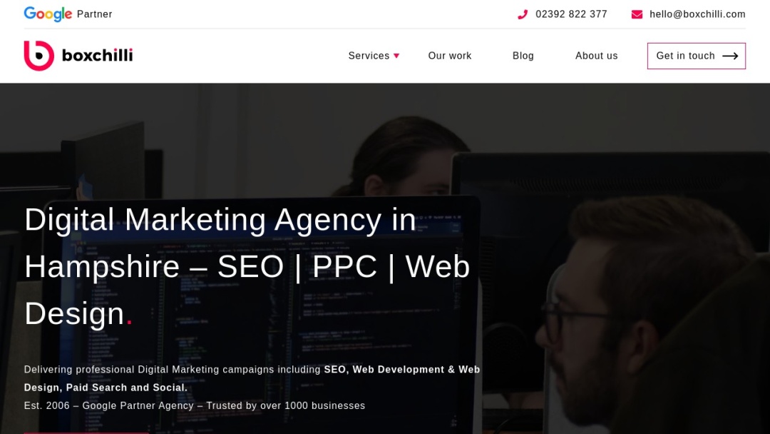 Screenshot of boxChilli Marketing's Website