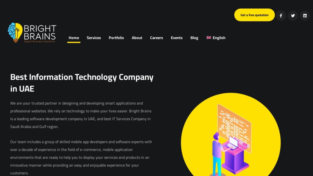 Screenshot of Bright Brains Information Technology's Website