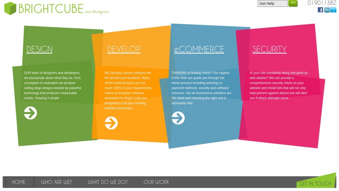 Screenshot of Bright Cube's Website