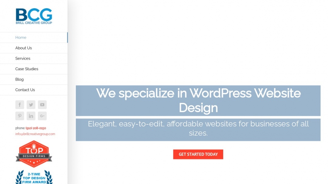 Screenshot of Brill Creative Group's Website