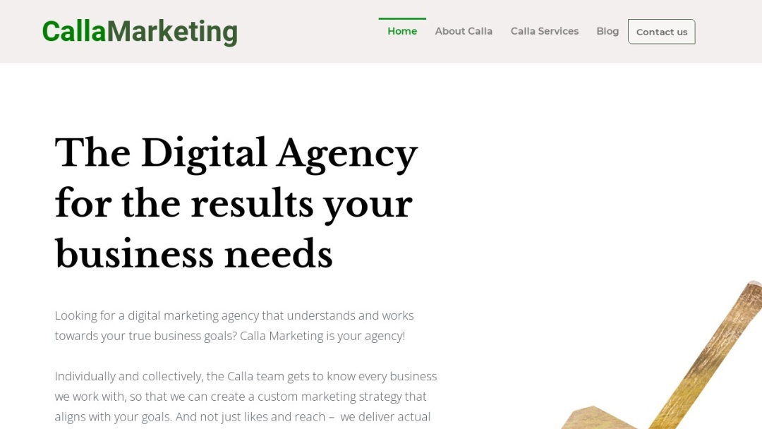 Screenshot of Calla Marketing's Website