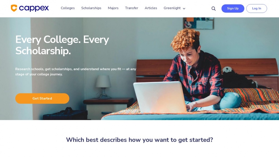 Screenshot of Cappex.com's Website