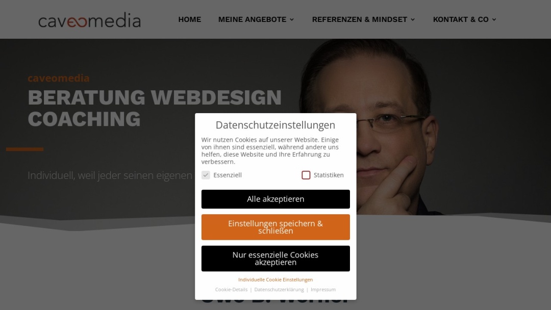 Screenshot of Caveo Media's Website