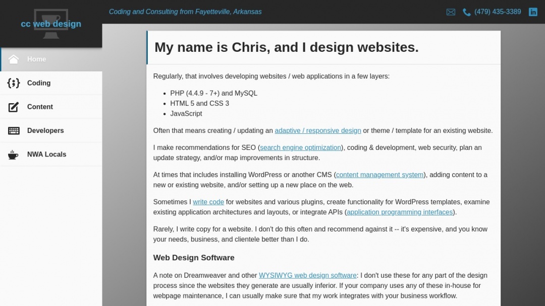 Screenshot of CC Web Design's Website