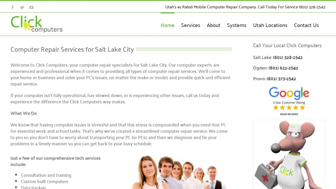 Screenshot of Click Computers Utah's Website